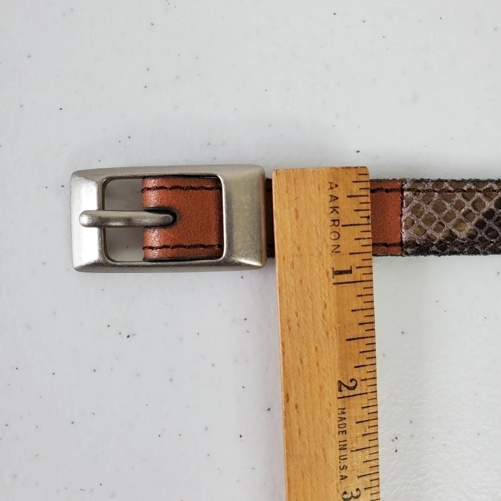 Fossil Leather Patchwork Snake Print Skinny Belt Size Small Retro Colorblock